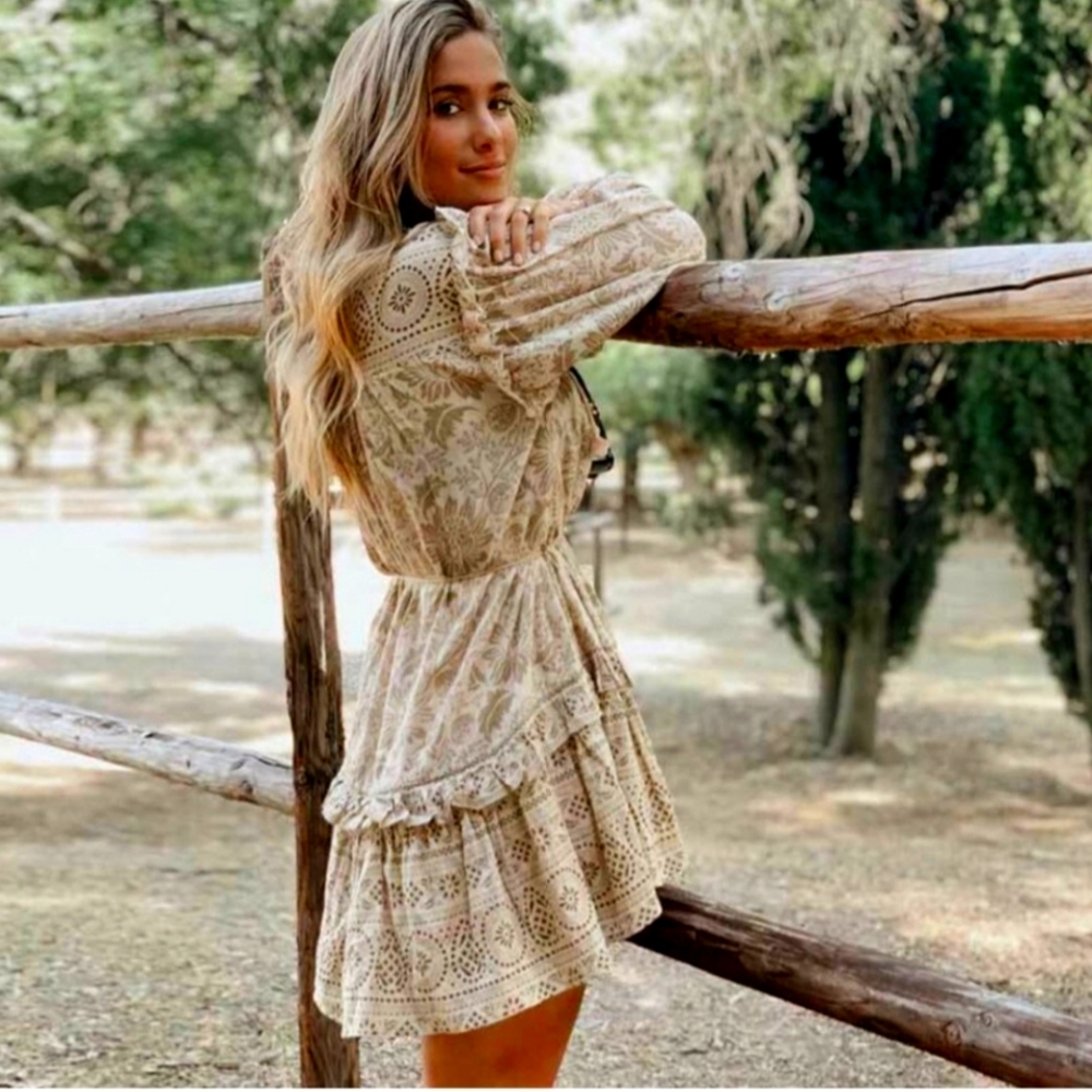 Desert Dreamer Boho Block Print Tunic Cotton Dress - image 1